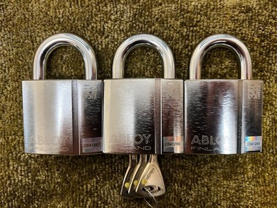 3x Abloy 340 s gleichschließend Protec 2 mit 3 Schlüsseln 10mm Schäkel Assa Mult Lock