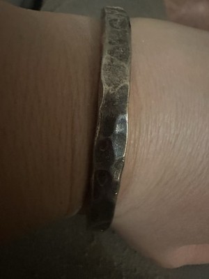 VINTAGE MEXICO 925 STERLING SILVER HEAVY HAMMERED BANGLE BRACELET MCM