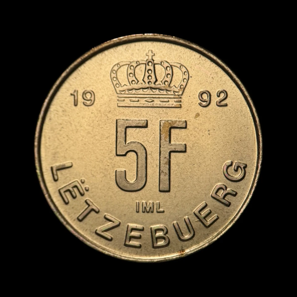 LUXEMBOURG. 1992, 5 Francs - Groussherzogtum Lëtzebuerg, Grand Duke Jean RARE 3 - Image 3 of 3