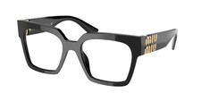 MIU MIU MU 04UV Black Gold 1AB-1O1 Women Square Eyeglasses Rxable AUTHENTIC