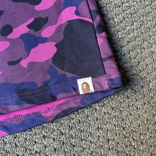 BAPE A Bathing Ape Men's Purple Camo Shark Sweat Shorts Size S Missing Size Tag* - Picture 13 of 14