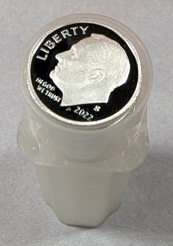 2022-S Roosevelt Dime 50-Coin Roll Tube Proof (Silver) 10c