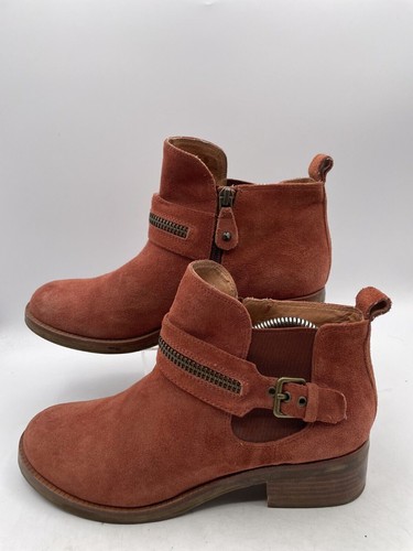 Gentle Souls by Kenneth Cole Chelsea Boot Women's Sz 7.5M Rust Suede Leather Zip - Picture 1 of 8