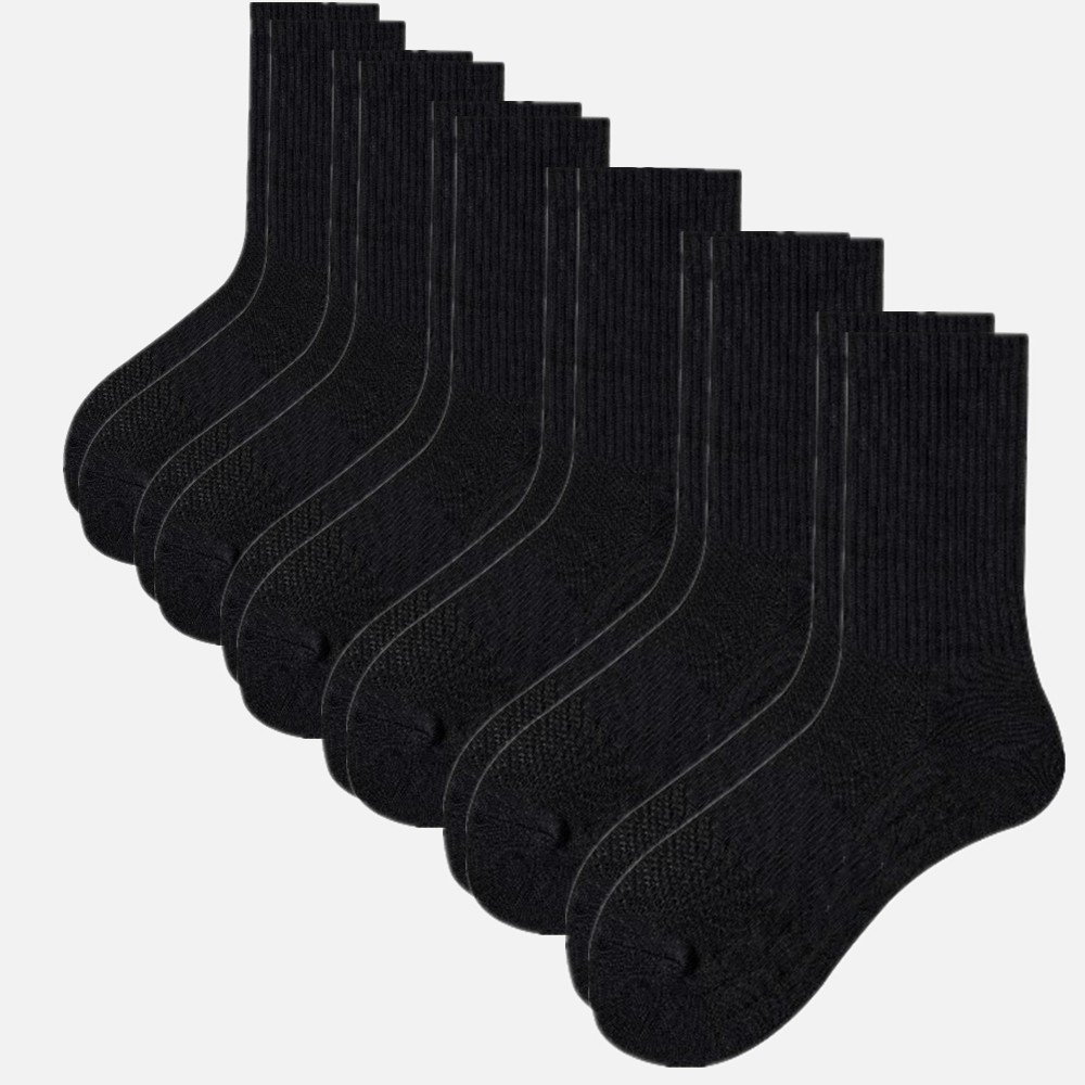 6 Pairs Set Men's Athletic Sports Work Crew Solid Socks White Socks Cotton Socks