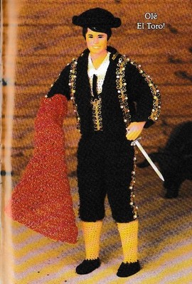 Matador Fashion Doll Outfit - Fits 12'' male doll- Crochet Pattern ONLY