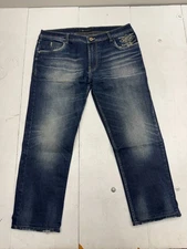 Replay Dark Wash Solid Blue Straight Leg Denim Jeans Mens Size 38 NEW