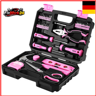 DEKOPRO Werkzeugkoffer 42-tlg. rosa Werkzeugset Handwerkzeug