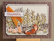 Stampin Up FALL FOR TOILE * THANKFUL * CARD KIT-Makes 4- FOX, PUMPKINS, AUTUMN