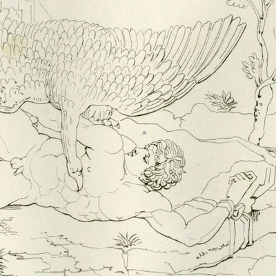 Michel Ange Mythologie Supplice de Promethée - Gravure originale Lingée XIXe - Photo 1/3