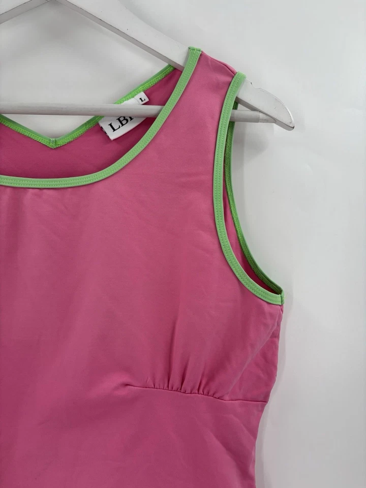 Conjunto de falda sin mangas de natación LBH vintage mediana/grande rosa a lunares elástica plisada Foto 3 de 4