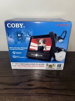 Coby TF-DVD7060 7” TFT Portable DVD Player W/2 Headphones NIB Open