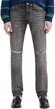 NWT Levi's Premium Men's 501 Original Fit Distressed Jeans Black 005013414 34x32
