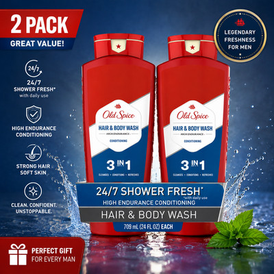 Old Spice High Endurance Men's 3-in-1 Shampoo Conditioner & Body Wash, 24 fl oz