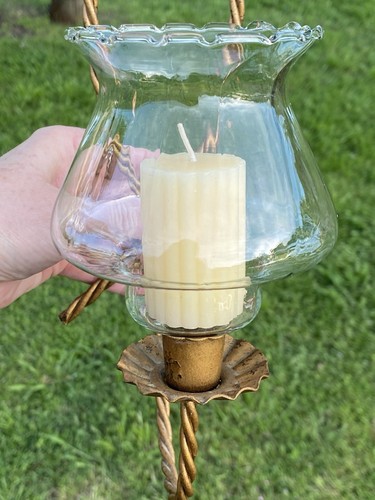 Vintage Homco Gold Metal Twist Rope Candle Holders Wall Sconces Globes & Shelf - Picture 4 of 24