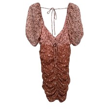 Free People Dress Small Tessa Primrose Ruched Floral Mini Puff Sleeve Boho