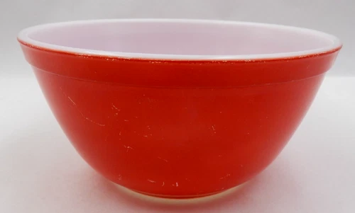 VINTAGE PYREX PRIMARY RED 402 NESTING MIXING BOWL - MADE IN USA - 1.5 QUART