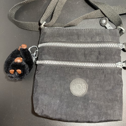 Kipling Navy Black Small Zipper Nylon travel Crossbody Bag With Monkey Charm - Picture 3 of 6