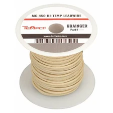 Tempco Ldwr-1014 High Temp Lead Wire, Mg, 12 Awg, Natural, 100 Ft