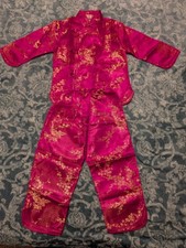 Asian Girl Chinese Traditional 2 Pc Outfit Medium Size 8 Red Floral