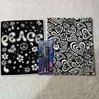 Vintage Lisa Frank  3 Ring Binder FOLDER Velvet Lot Pens & Off Brand Folder Y2K