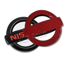 2Pcs BLACK RED Front & Rear For NISSAN 350Z 370Z VERSA JDM JDM NISMO REAR EMBLEM