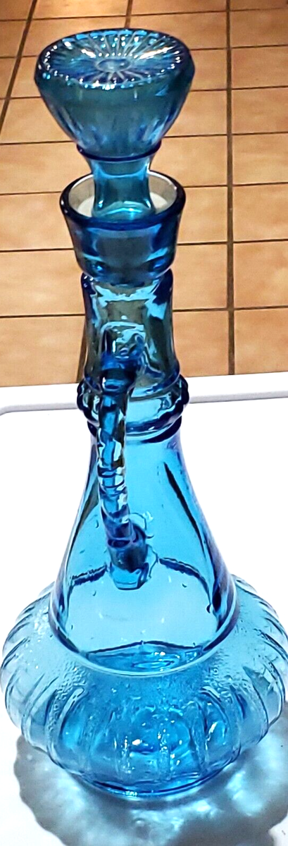Decanter Vintage Blue Glass Liquor 13
