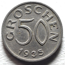 1935 Austria 50 Dimes