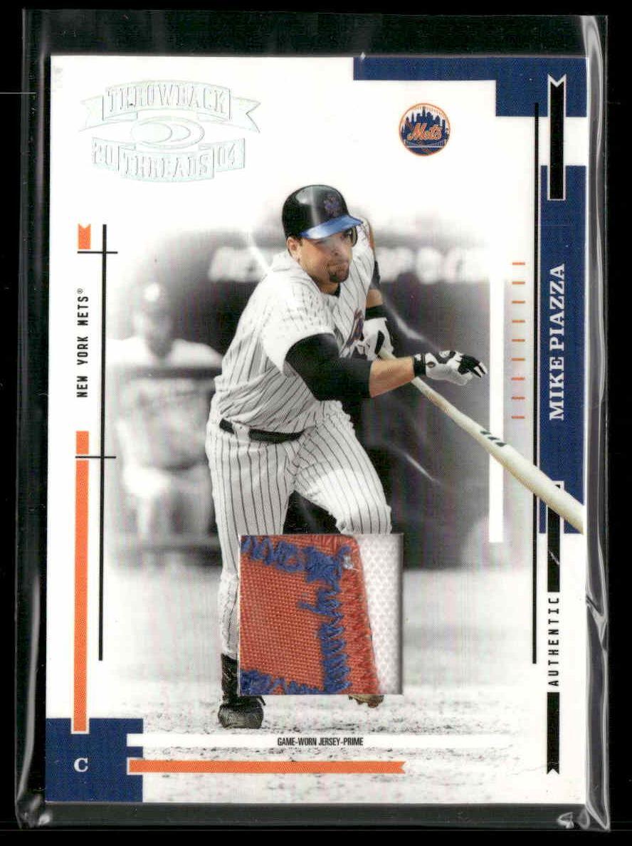 2004 Donruss Throwback Threads #128 Mike Piazza Material Prime #/25