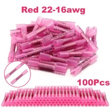 100PCS Heat Shrink Butt Wire Splice Connectors Seal Crimp Terminals Kit USA