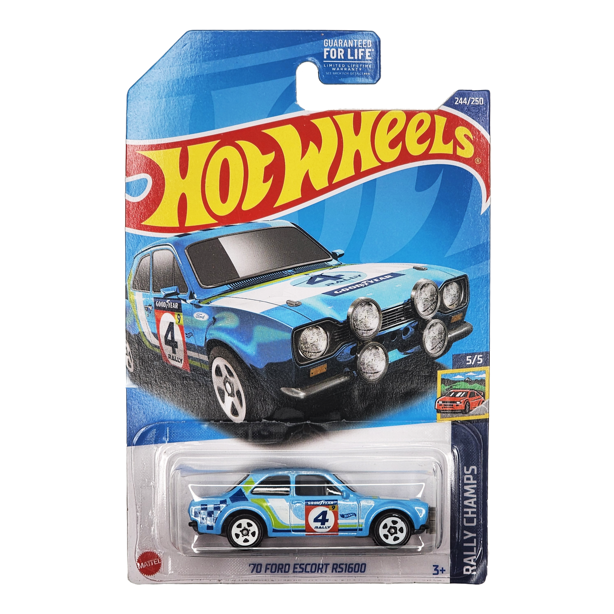 HOT WHEELS '70 Ford Escort RS1600 Blue Car HW Rally Champs HCV30