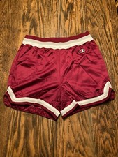 Vtg  80  s Lady Champion Nylon Basketball Shorts Burgundy Sz 20 USA Pro Inseam 1  