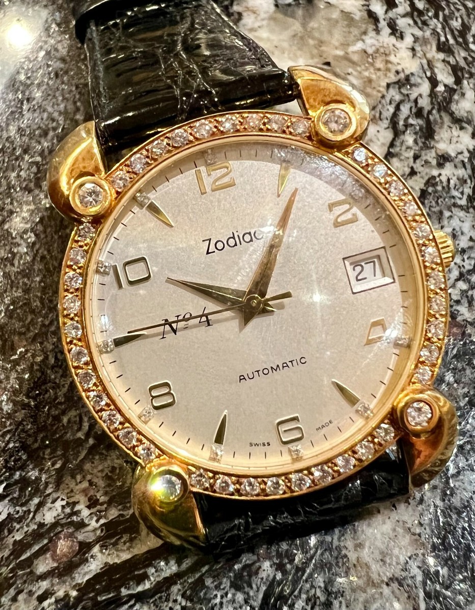 ZODIAC Rare Vintage Swiss 18k Solid Gold & Diamond Watch. | eBay