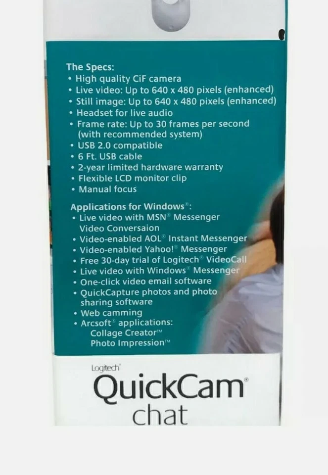 Новый Logitech QuickCam USB 2 веб-камера видео чат гарнитура в комплекте 961402-0403 - Изображение 3 из 4