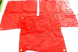 Lot of 3 Vintage Boy Scouts (?) Red Signal Flags 17" Square