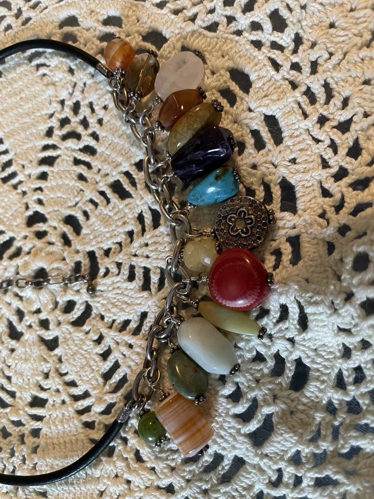 Multi Semi Precious Gemstone Adjustable Necklace - image 2