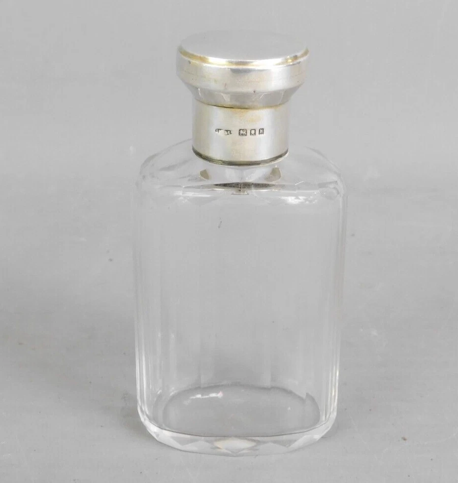 Edwardian Sterling Silver Cut Glass Perfume Bottle Antique 1903 London