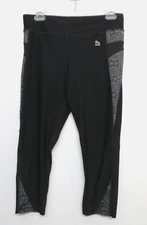 RBX Capris Womens Large Black Gray Leggings Capri Activewear Fitted Sports FLAW