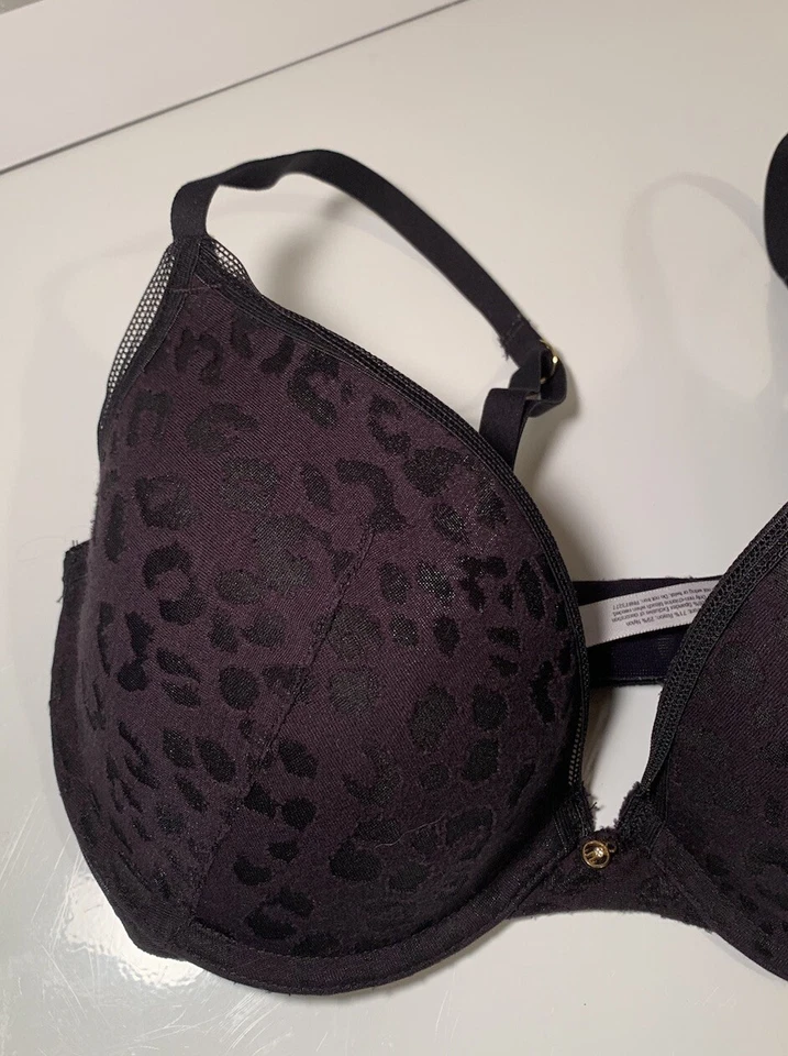 Sujetador Mujer Jennifer Lopez Intimates 34C Negro Y Púrpura Oscuro Con Estampado Animal Foto 2 de 4
