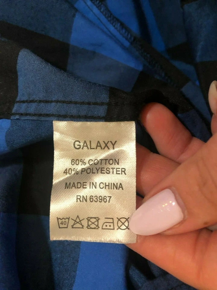 Galaxy By Harvic Men’s Button Up Shirt Long Sleeve Black / Blue Size 2XL - Image 4 of 4