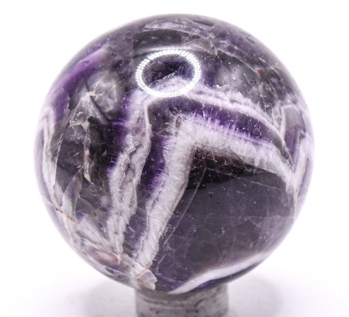 46mm Chevron Amethyst Sphere Polished Purple White Quartz Mineral Ball - India - Picture 2 of 5