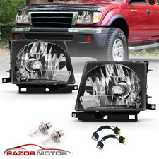 Jdm Black Headlight Pair W Bulb For Toyota Tacoma 1997-2000 2wd 1998-2000 4wd