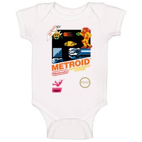 Metroid Retro Nes Box Art Baby One Piece