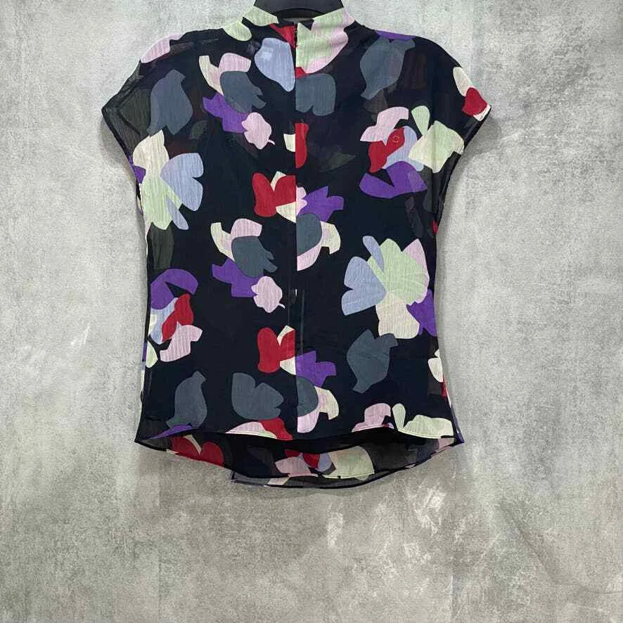Blusa para mujer Emporio Armani abstracta floral en capas transparente manga corta talla 44 Foto 2 de 4