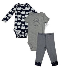 Carter's Baby Boys 3pc Bear Pants Tops Outfit Set Newborn 3-18 Months Blue