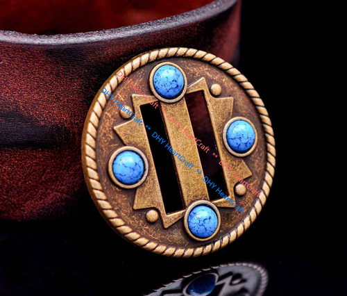 10X Turquoise Cowboy Western Saddle Tack DIY Leather Belt Slotted Concho 1-1/2" - Picture 3 of 12