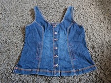 Women's Ashley Stewart Denim Waistcoat Vest Size 18w Vgc