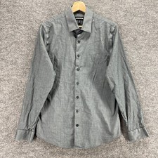 Express Shirt Men M Gray Collared Button Up Stretch Long Sleeve Cotton