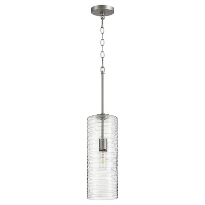 Quorum 8191-65 Transitional One Light Pendant in Pewter, Nickel, Silver Finish,