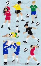Mrs. Grossman's Giant Stickers - Soccer Girls - Soccer Balls, Goalie - 2 Strips