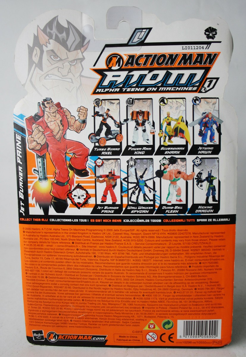 RARE 2005 ACTION MAN A.T.O.M. JET BURNER PAINE FIGURE ATOM HASBRO